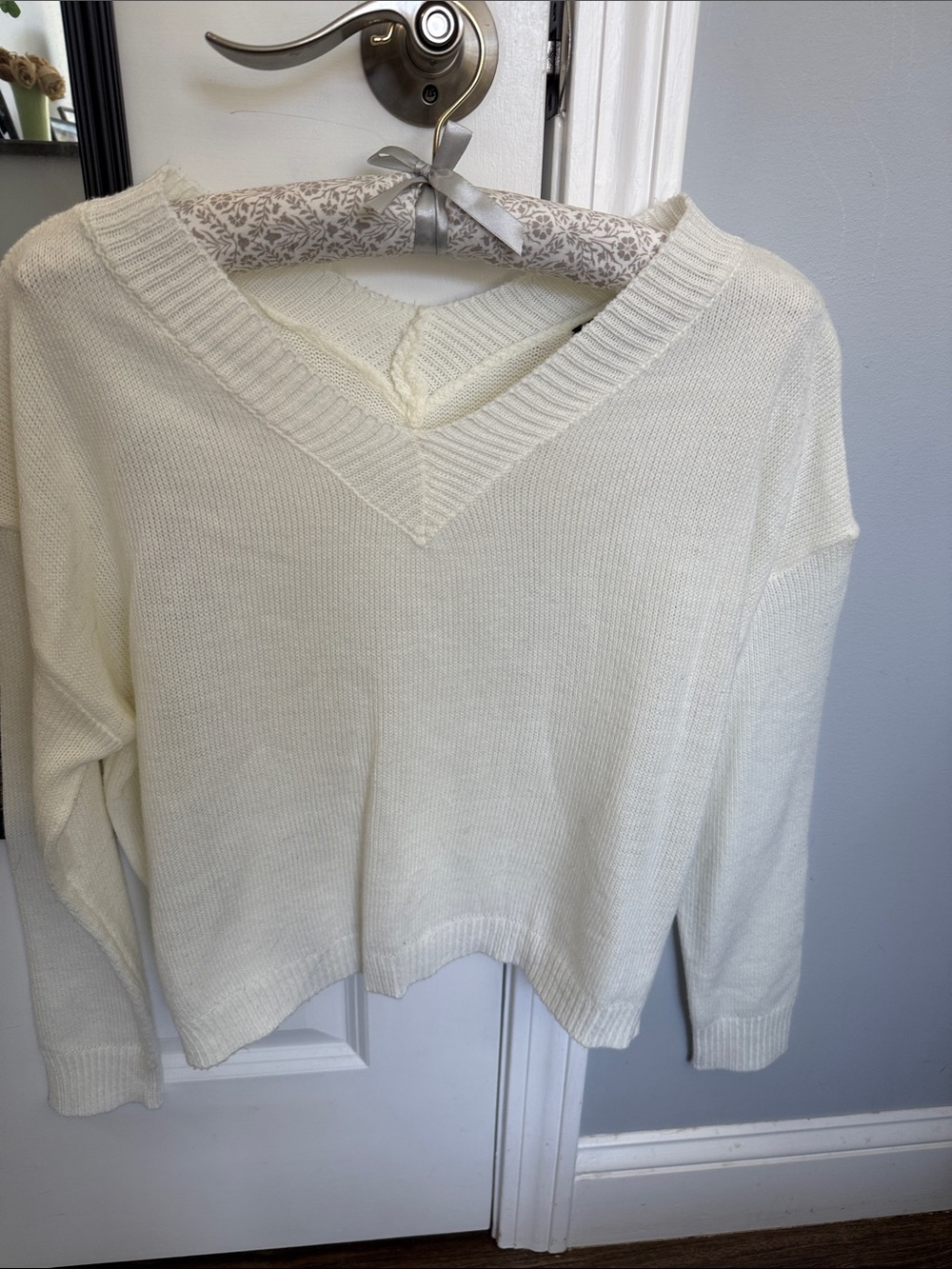 Cream V-Neck Women’s Sweater